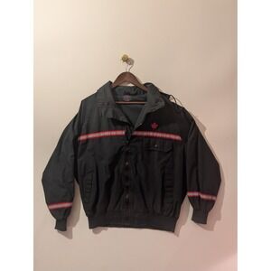 Air Canada Jacket Uniform R&R Mens XL Black Reflective Stripe Vintage Bomber